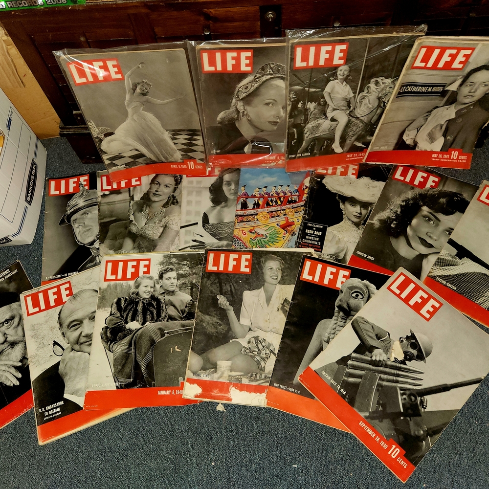 Vintage Magazine Coffee Table Book Collection - Black, White, Red